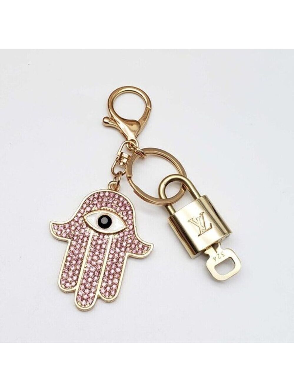 Louis Vuitton Gold Lock 🔒 Authentic LV Key + Unbranded Evil Eye Bag Charm